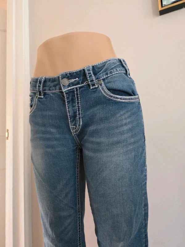 Rock & Roll Mid Rise Baby Bootcut Vintage Y2K Jeans UK Size 8 Tall