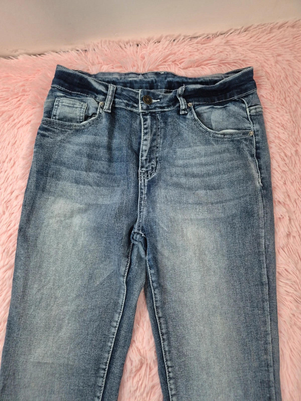 Vintage Y2K Embroidered Bootcut Jeans No Label Mid Rise UK 8 Petite