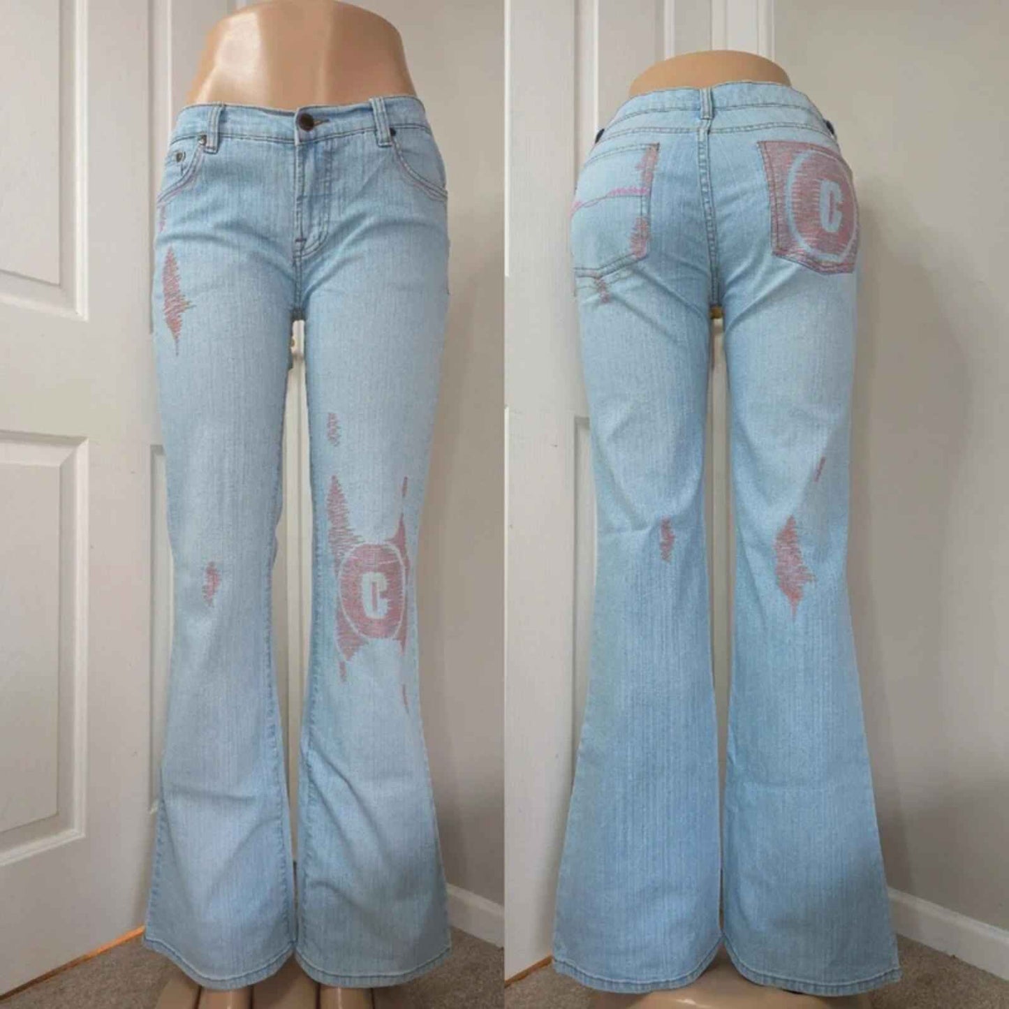 Clash Low Rise Flared Vintage Y2K Jeans UK Size 10