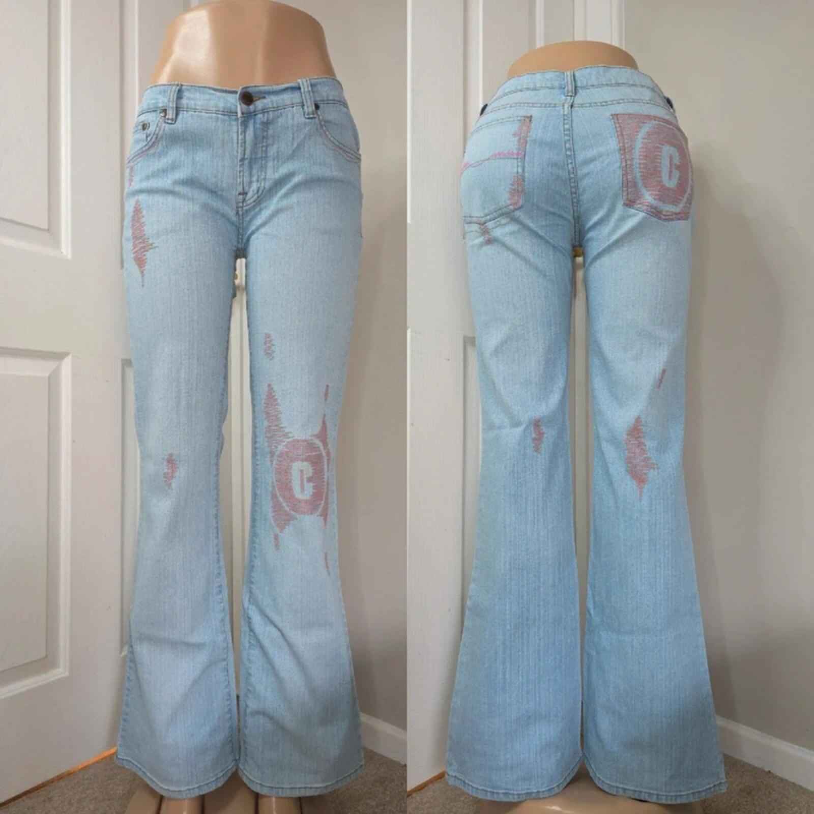 Clash Low Rise Flared Vintage Y2K Jeans UK Size 10
