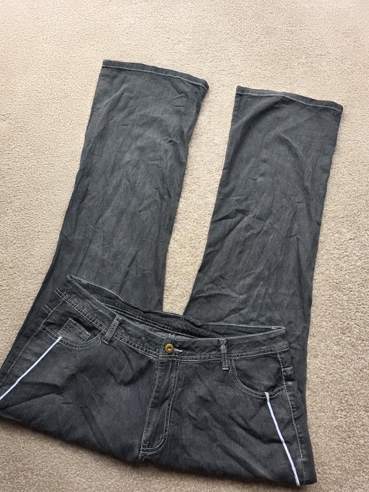 Vintage Y2K Low Rise Bootcut Jeggings Dark Grey UK Size 16 Petite