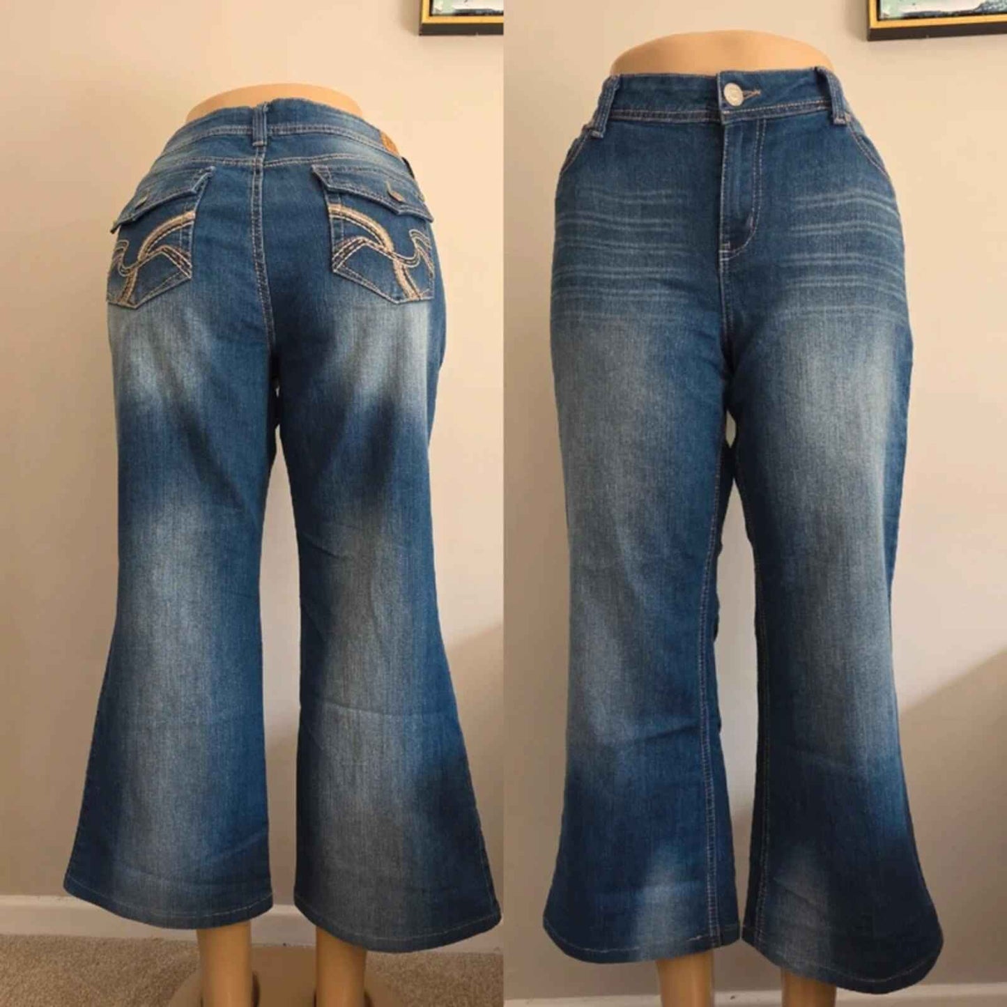 L.E.I Mid Rise Flared Vintage Y2K Jeans UK Size 18 Petite