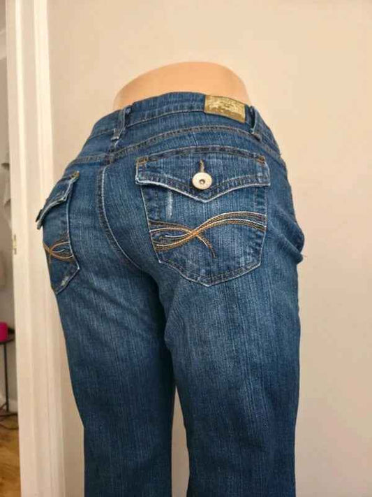 L.e.i Low Rise Relaxed Flared Vintage Y2K Jeans UK Size 12/14