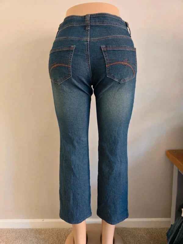 Japanese Capri Jeans Mid Rise UK Size 10 Tall