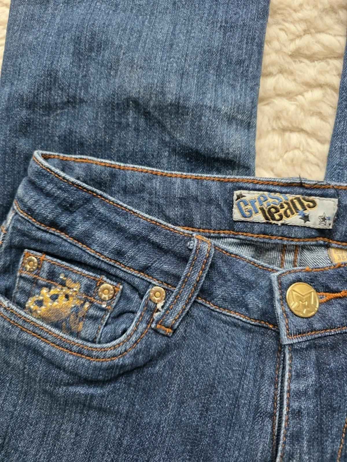 Vintage Y2K Crest Jeans Low Rise Bootcut Jeans UK 8