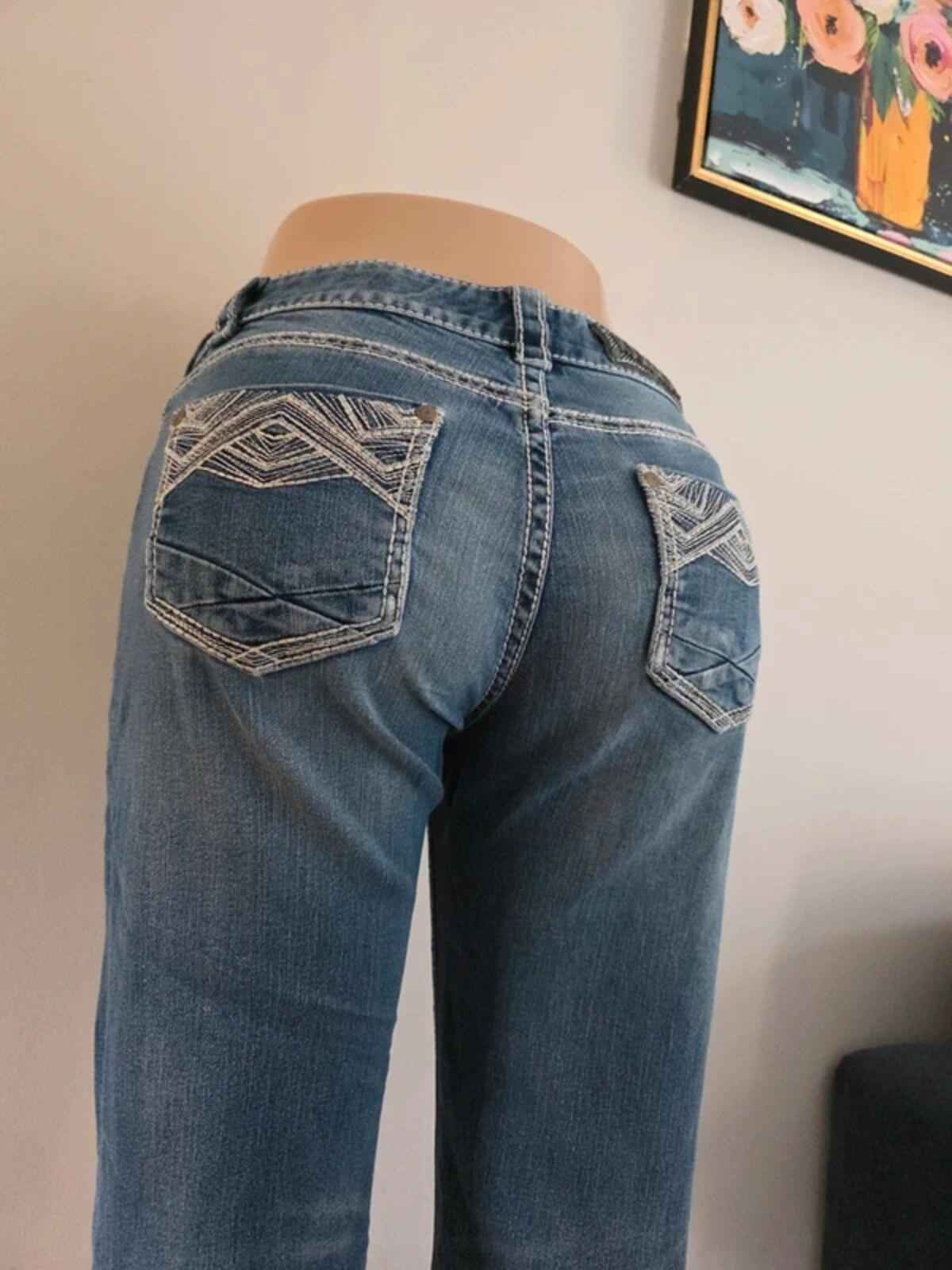Rock & Roll Mid Rise Baby Bootcut Vintage Y2K Jeans UK Size 8 Tall