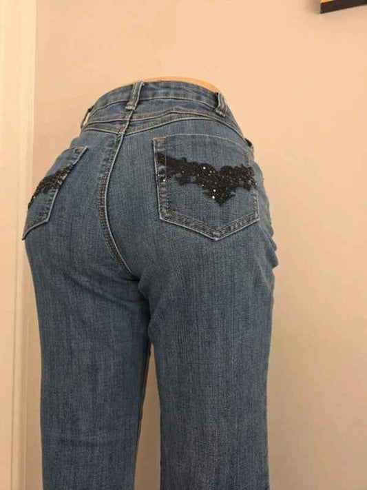 Dressbarn Petite Mid Rise Wide Bootcut Jeans UK Size 12 Petite