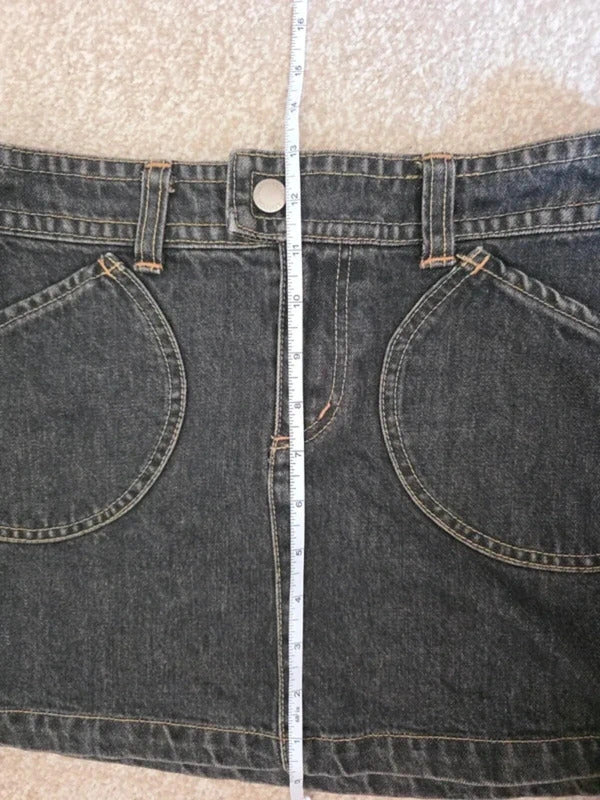 Mary Quant London Vintage Y2K Mid Rise Denim Mini Skirt UK Size 4/6