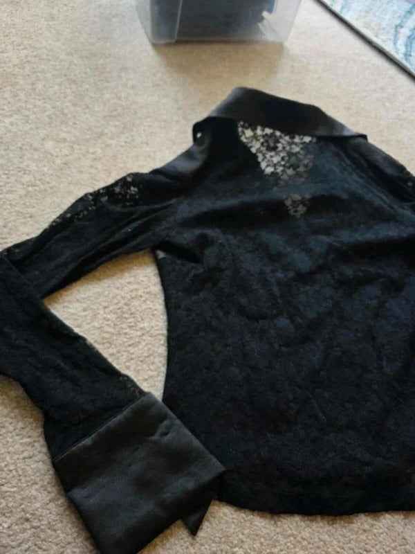 Vintage Y2K Miss Mimi Italia Lace Satin Panel Top UK Size 10