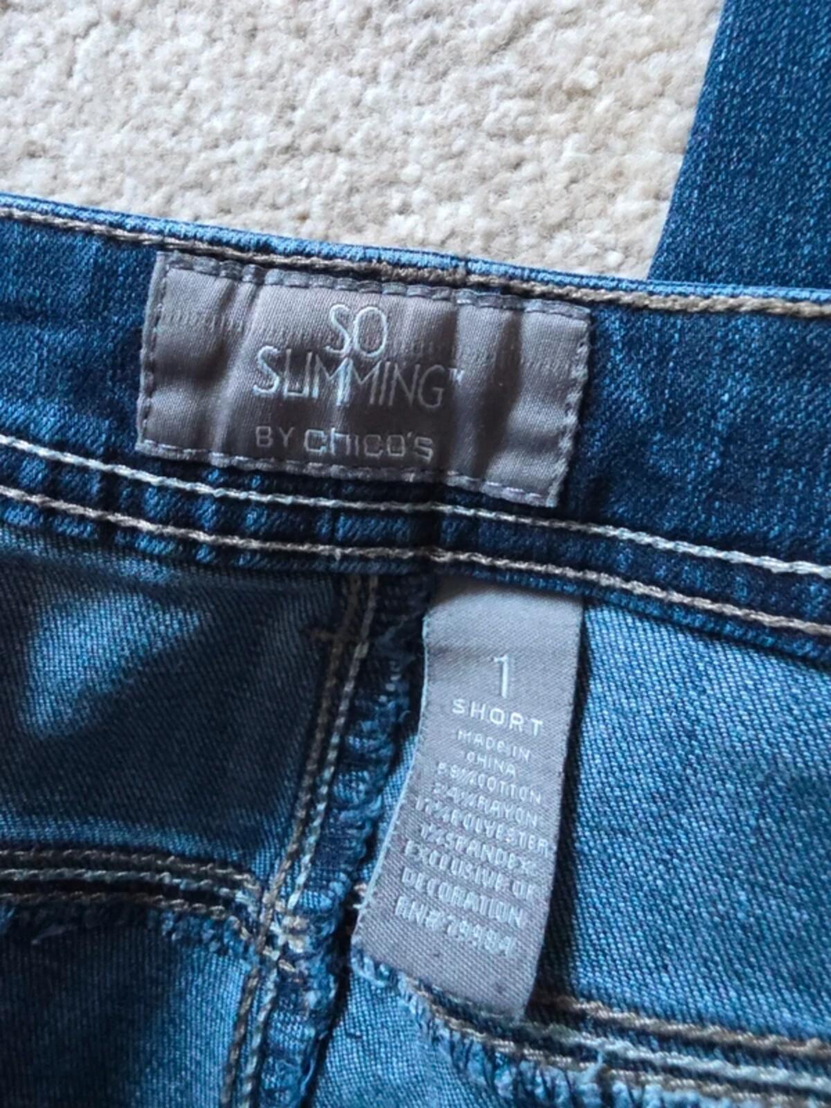 Chico's So Slimming Mid Rise Flared Jeans UK Size 10 Petite