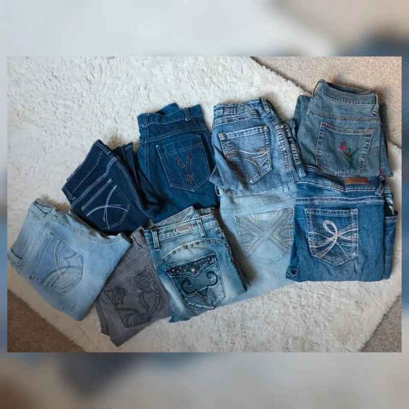 Vintage Y2K Jeans Bundle 9 Pairs Mixed Sizes UK 6-18