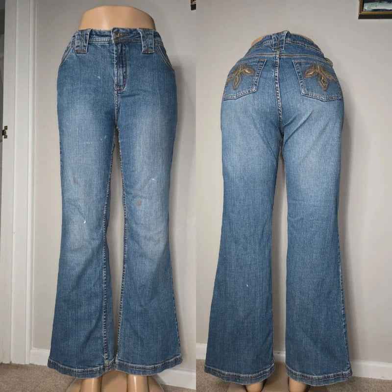 D. Jeans Mid Rise Bootcut Vintage Y2K Jeans UK Size 14