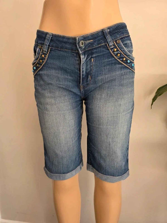 Vintage Y2K Mass Fashion Mid Rise Denim Shorts UK Size 14/16