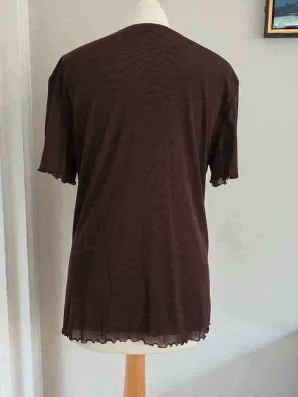 Erika Dance Vintage Y2K Beaded Mesh Top UK Size 16