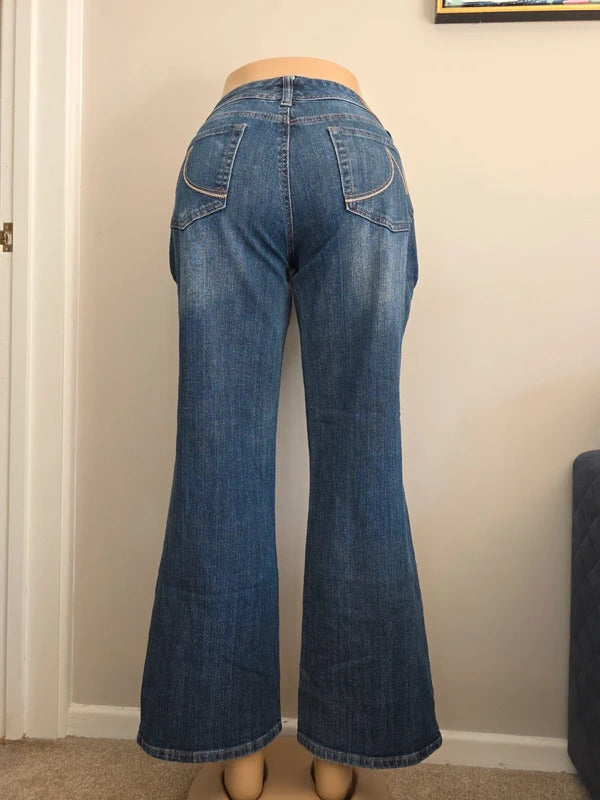 Maurices Mid Rise Flared Vintage Y2K Jeans UK Size 10/12 Petite