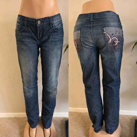 Vintage Y2K Bebe Mid Rise Straight Leg Jeans UK Size 14 Tall