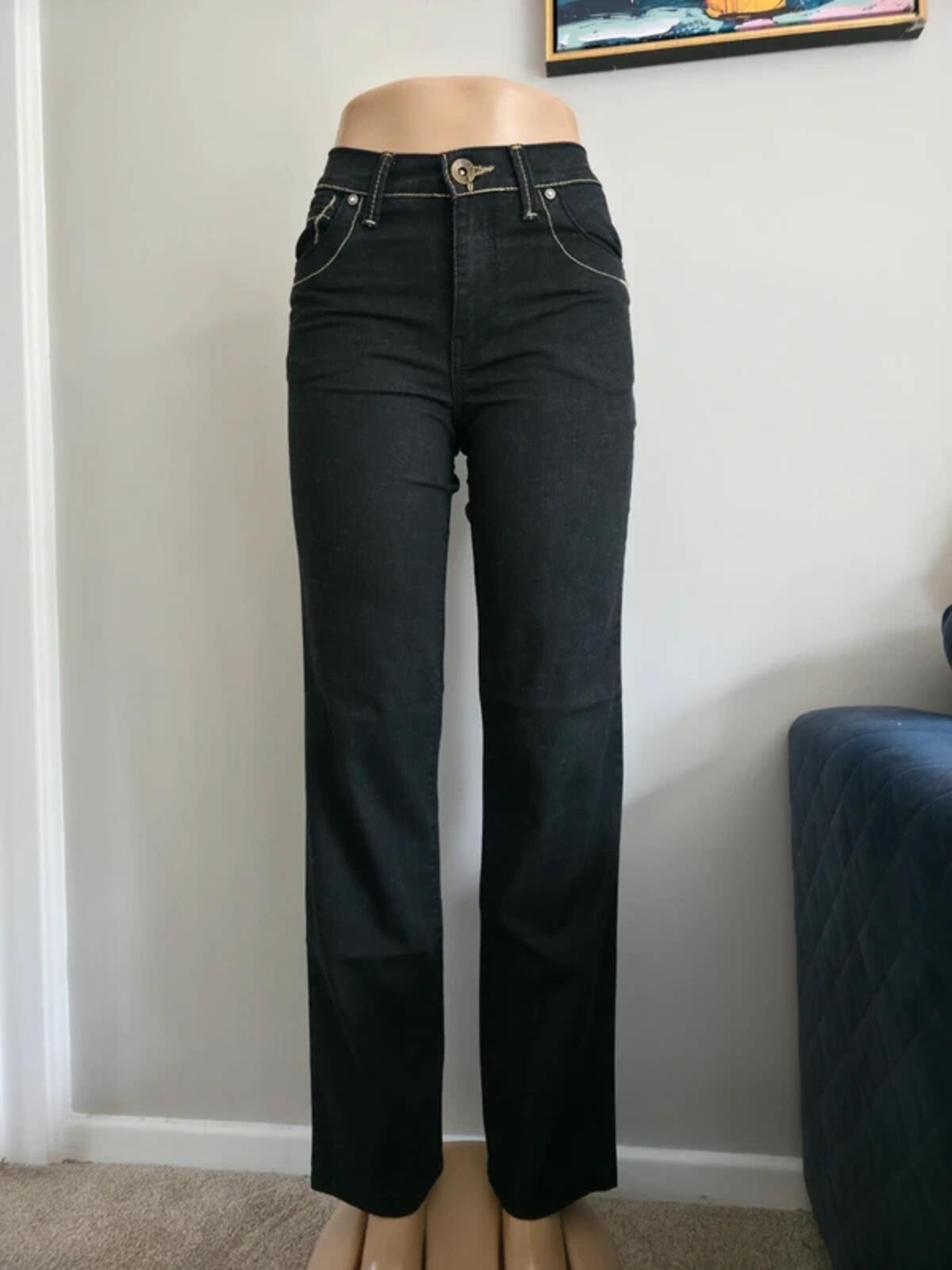 New Caro Vintage Y2K Mid Rise Straight Leg Black Jeans UK Size 8