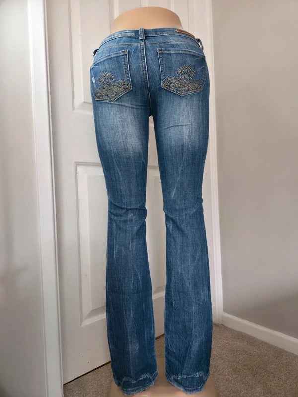 Almost Famous Ultra Low Rise Bootcut Vintage Y2K Jeans UK Size 6