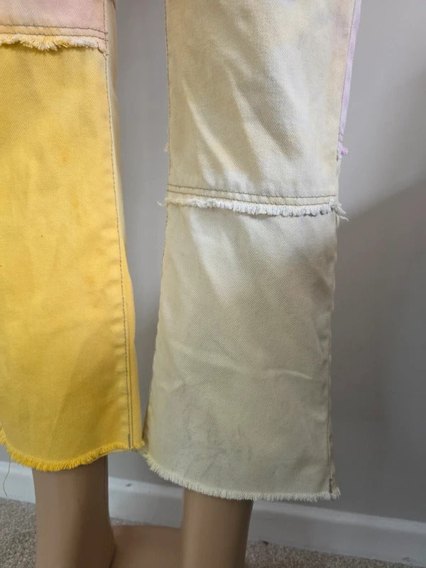Bershka High Rise Patchwork Wide Leg Jeans UK Size 8 Petite