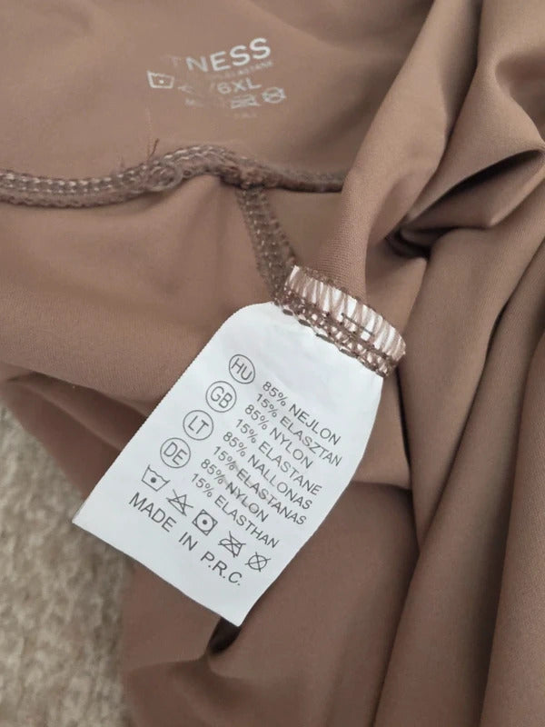 La Vogue High Waisted Brown Gym Leggings UK Size 12-14