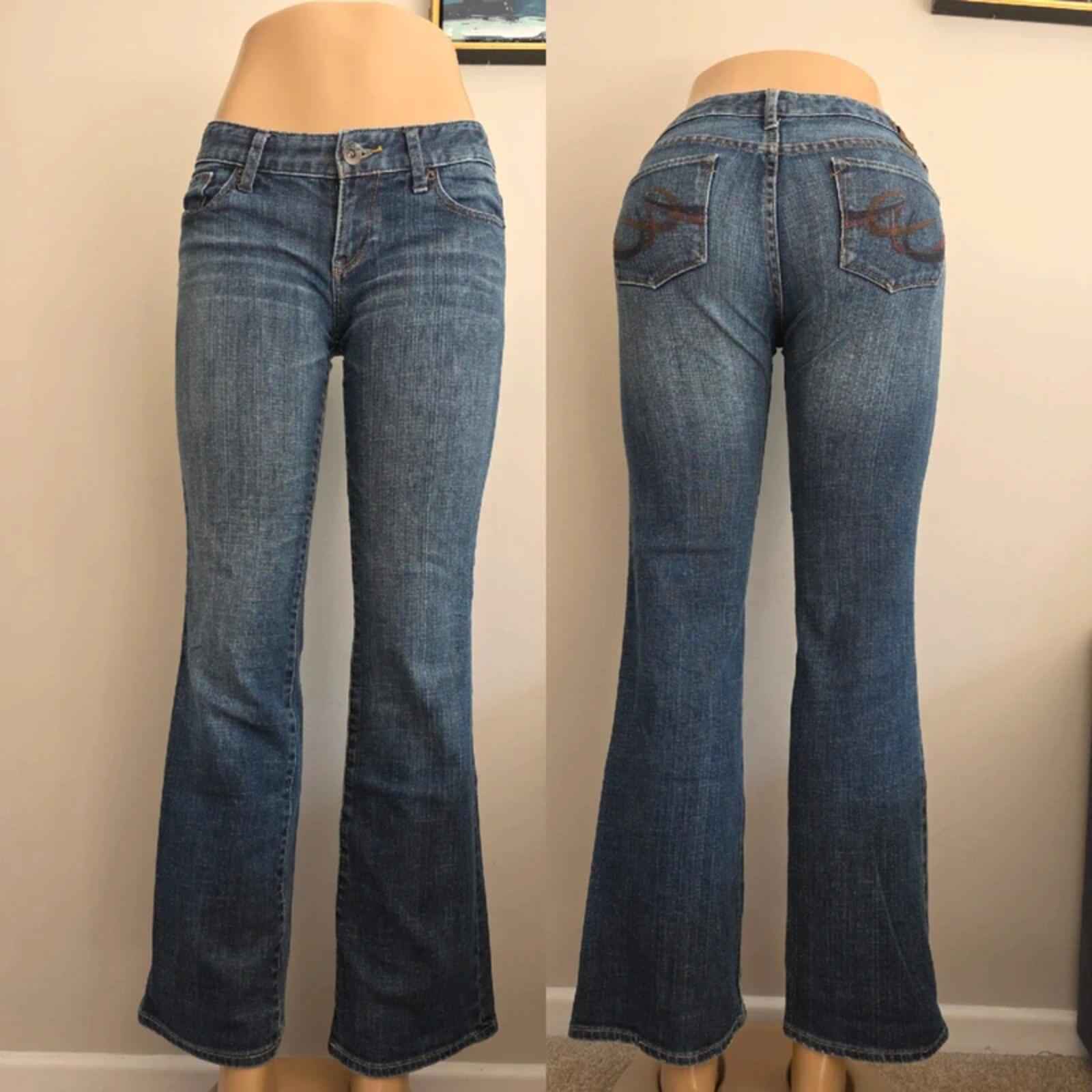 X2 Low Rise Ultra Bootcut Vintage Y2K Jeans UK Size 6 Petite