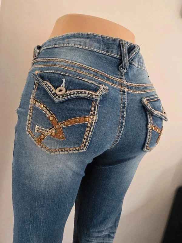 Vintage Y2K Amethyst Mid Rise Bootcut Jeans UK Size 14