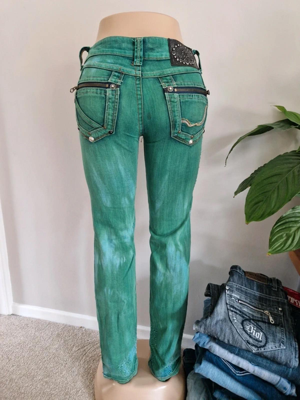 Y2K Unbranded Ultra Low Rise Straight Leg Festival Grunge Indie Sleaze McBling Denim UK 10/12