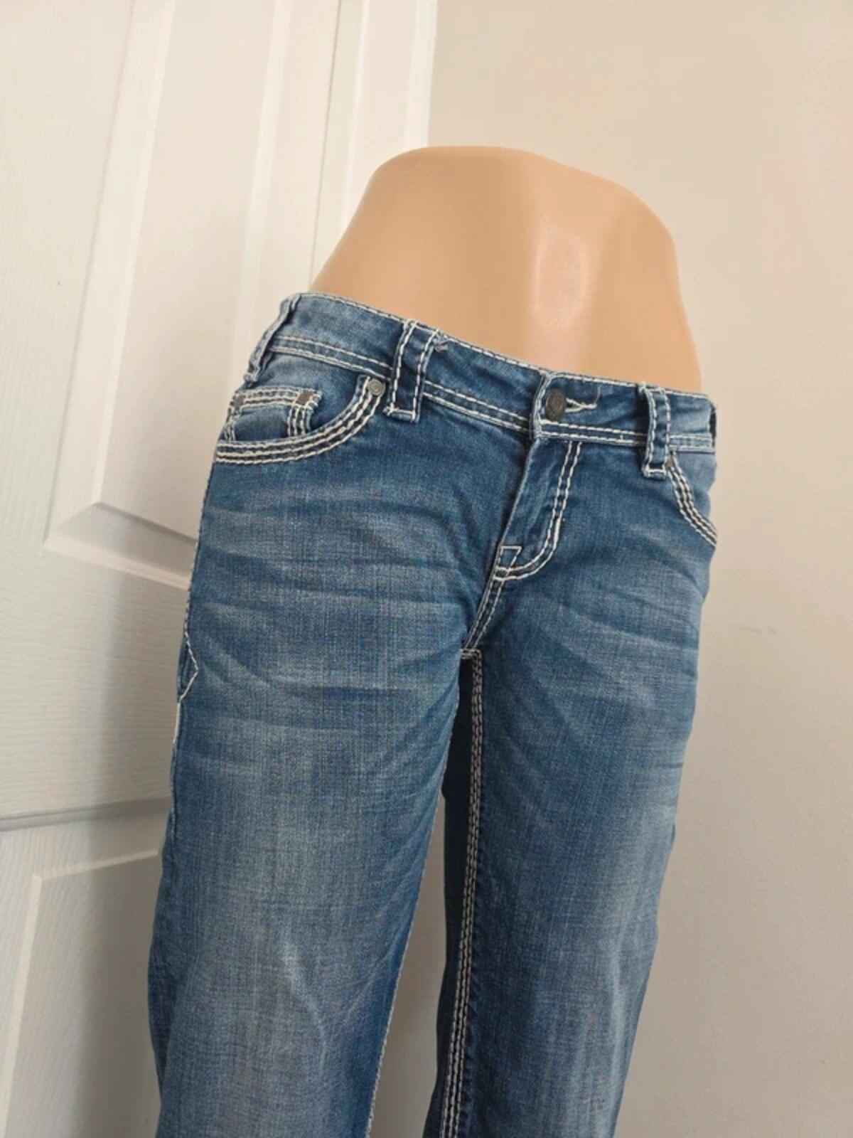 Rock & Roll Cowgirl Low Rise Bootcut Vintage Y2K Jeans UK Size 8 Tall