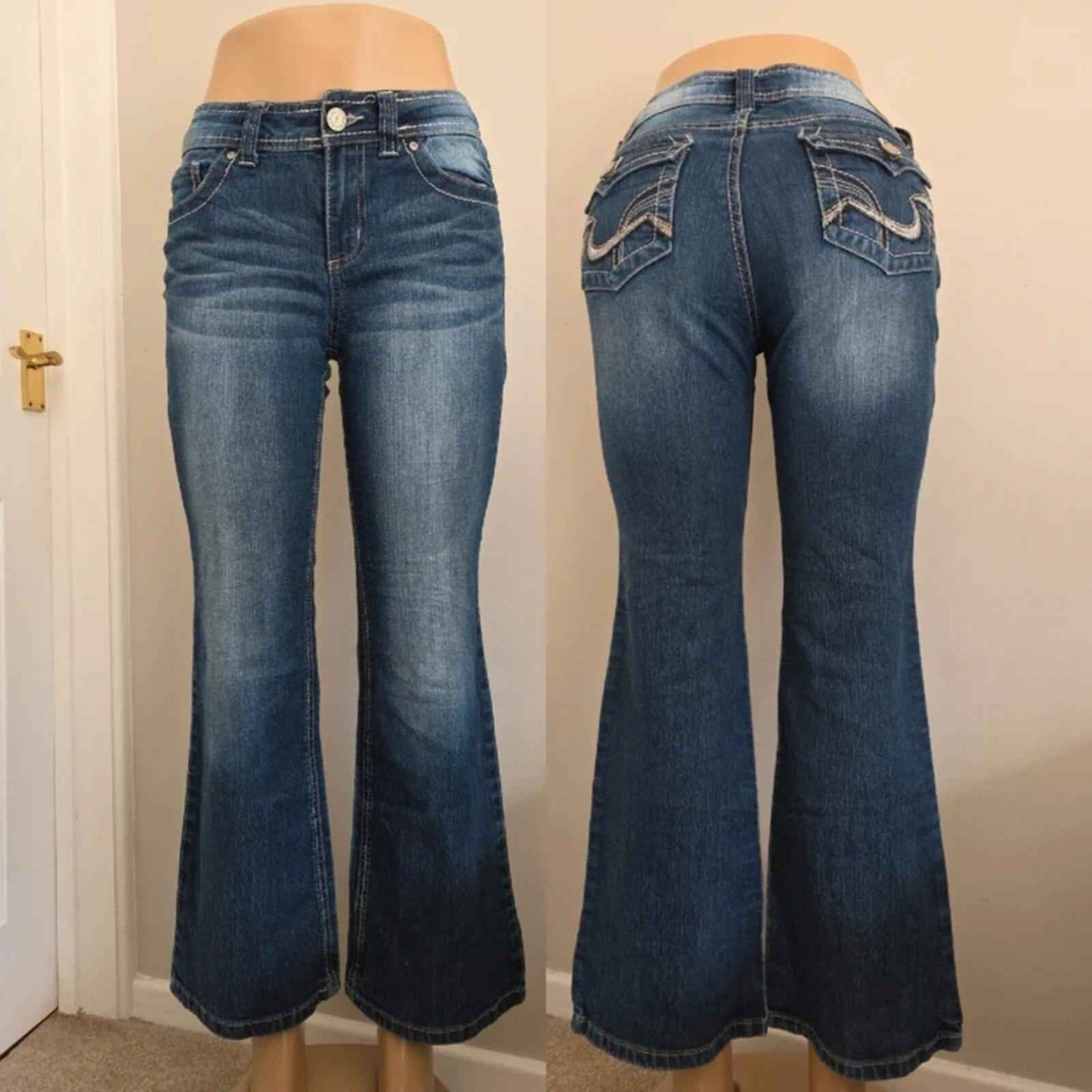 Lei Sophia Mid Rise Flared Vintage Y2K Jeans UK Size 10 Petite