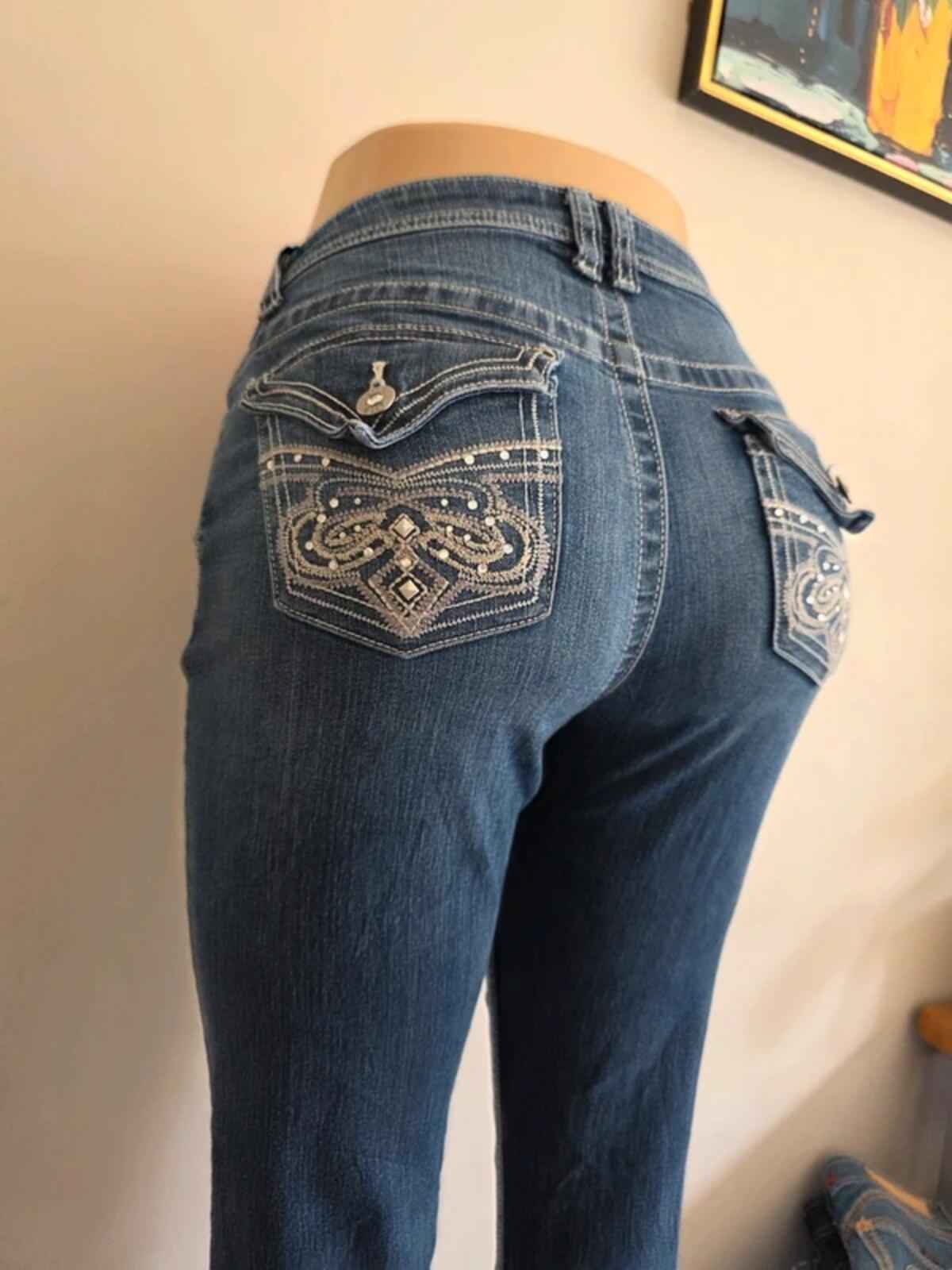 APT.9 Mid Rise Bootcut Bling Jeans UK Size 10