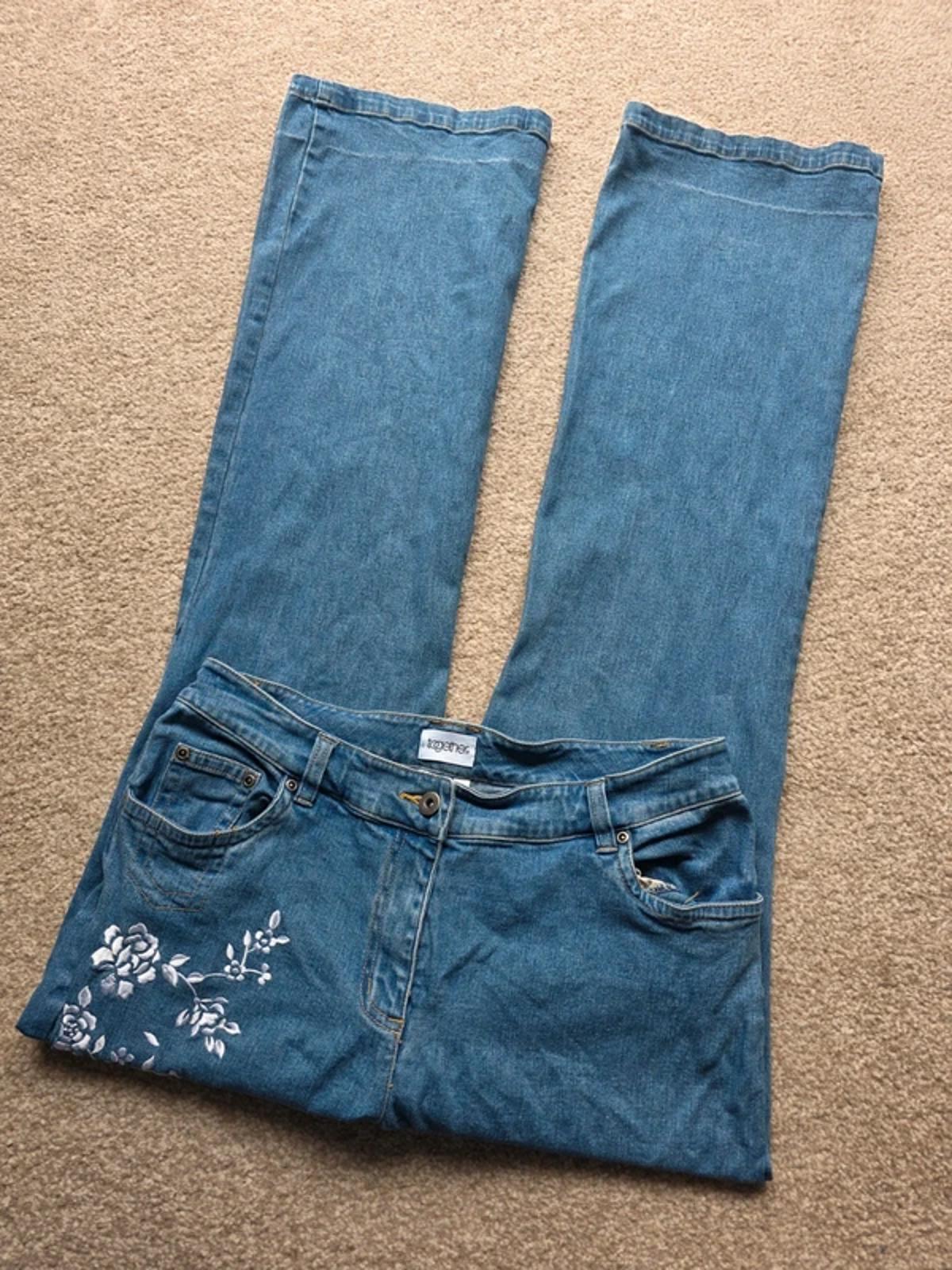 Vintage Y2K Together Mid Rise Embroidered Bootcut Jeans UK Size 12