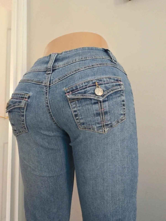 RVT Mid Rise Flared Vintage Y2K Jeans UK Size 8 Petite