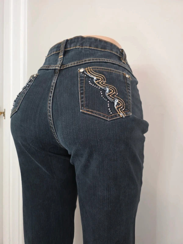 Annabell Mid Rise Cropped Vintage Y2K Jeans UK Size 12/14