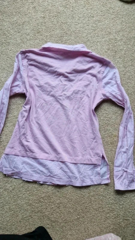 "Fantasy" Y2K Pink Layered Shirt Top Diamante Analcan National Graphic S M UK 8 10