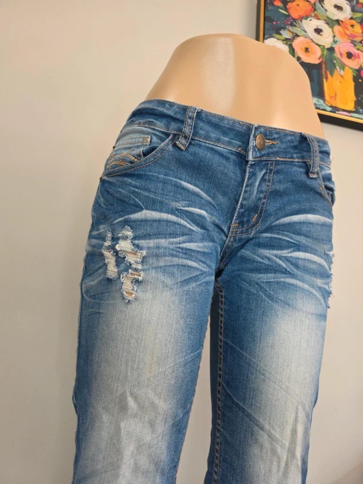 Two Days Later Ultra Low Rise Straight Vintage Y2K Jeans UK Size 8 Tall