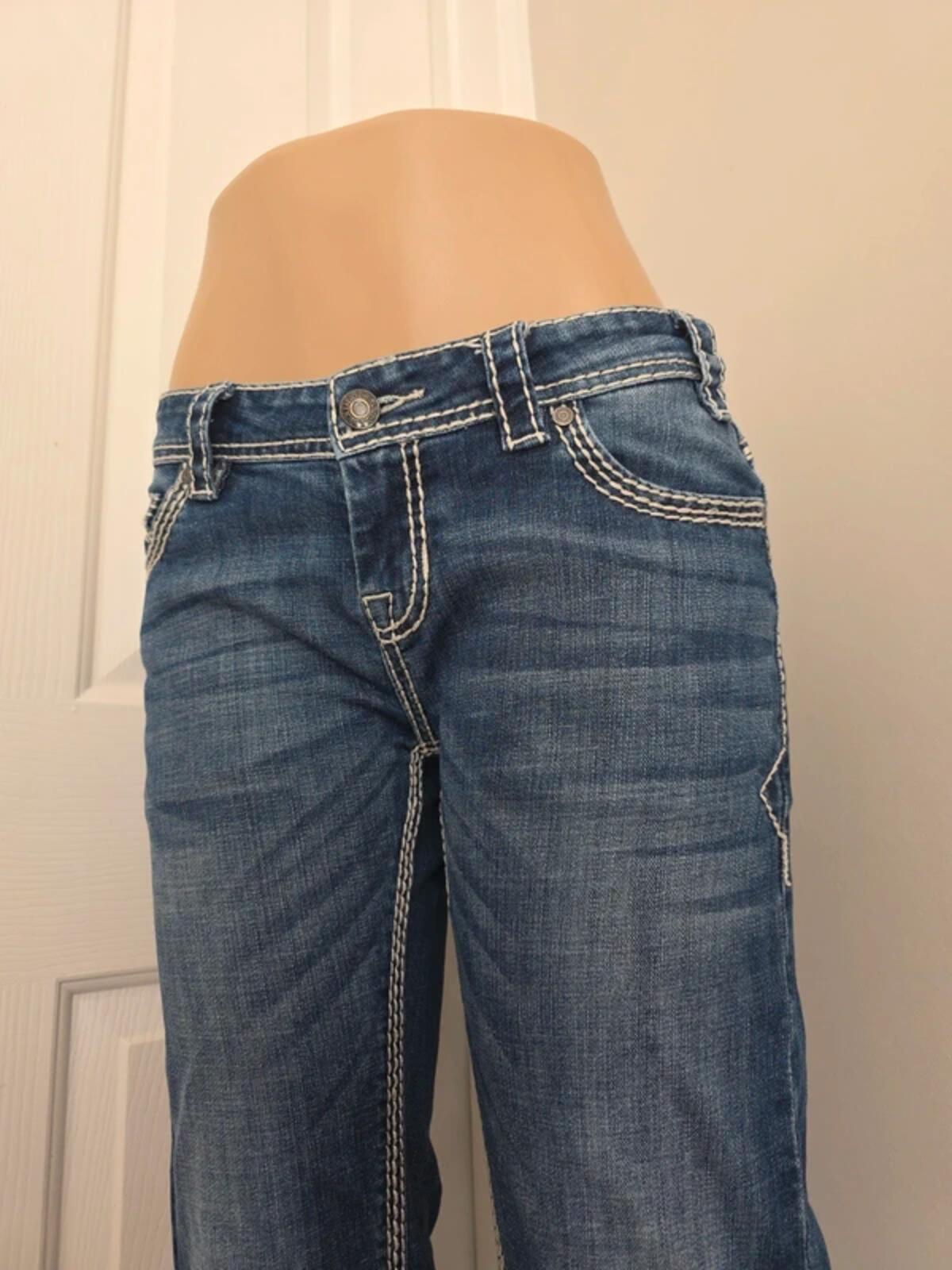 Rock & Roll Cowgirl Low Rise Relaxed Bootcut Vintage Y2K Jeans UK Size 8/10 Tall