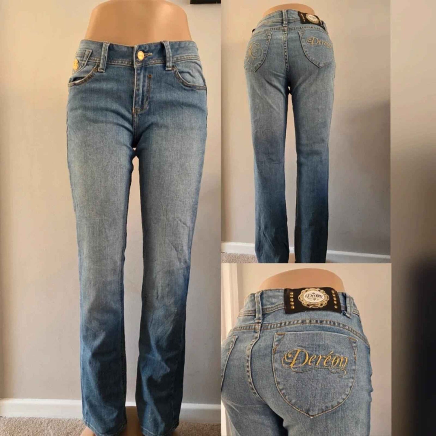 Dereon Low Rise Straight Leg Vintage Y2K Jeans UK Size 10