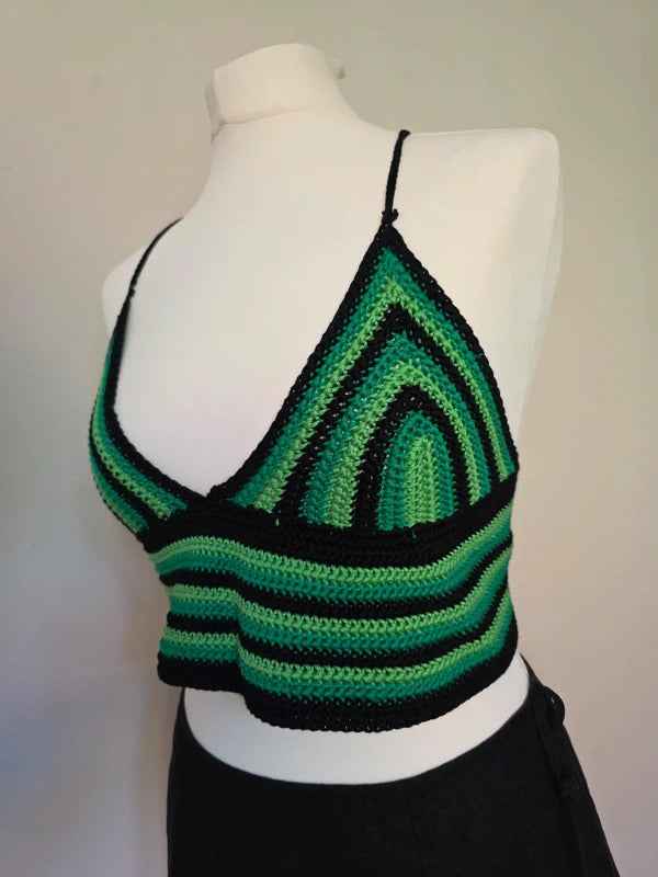Crochet Festival Halter Crop Top UK Size 8