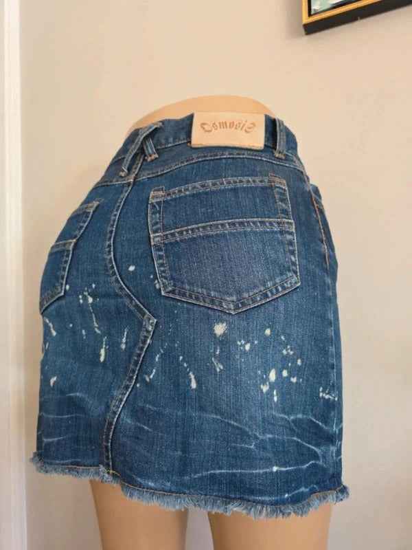 Osmosis Vintage Y2K Distressed Denim Mini Skirt UK Size 8
