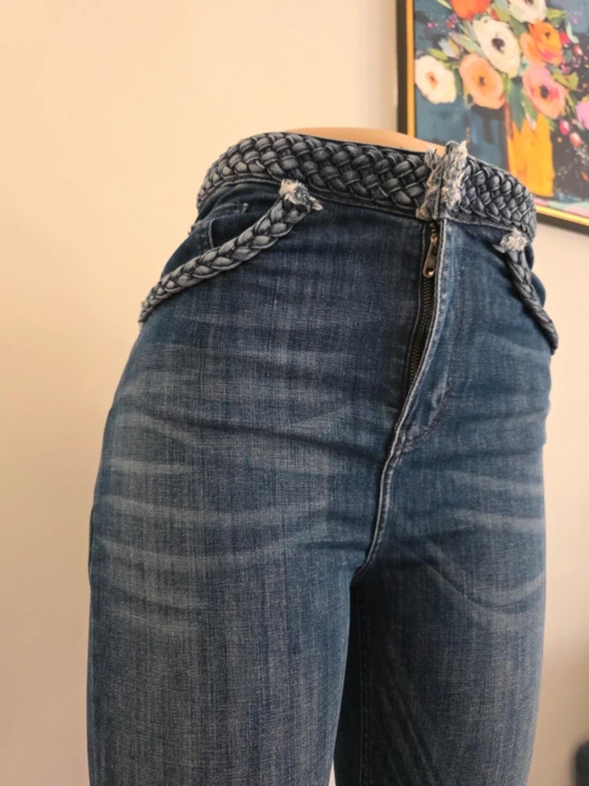 Never Denim High Rise Flared Vintage Y2K Jeans UK Size 8 tall