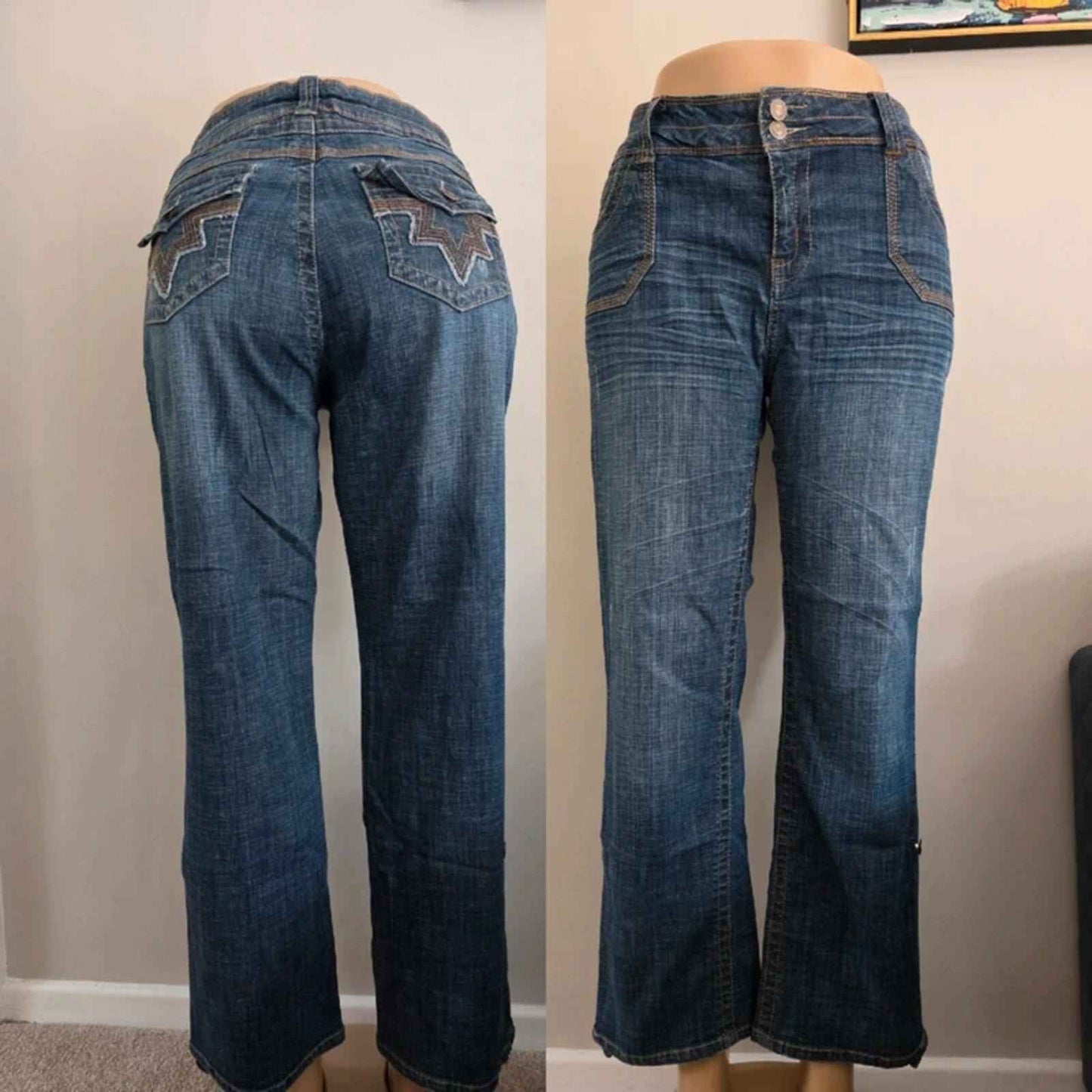 Hydraulic Vintage Y2K Mid Rise Flared Capri Convertible Jeans UK Size 18 Petite