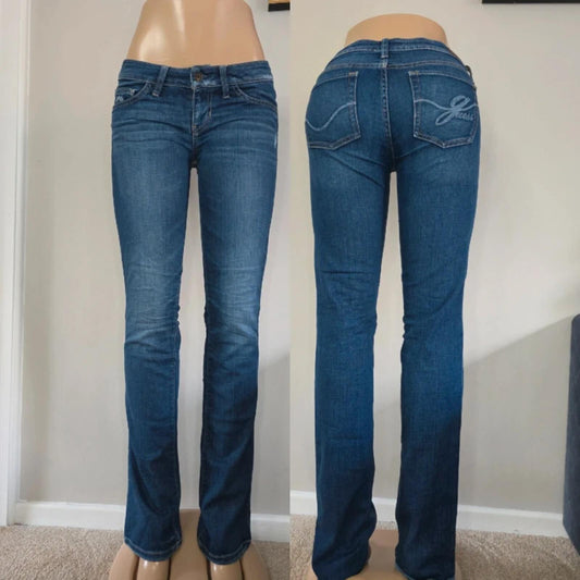 Guess Ultra Low Rise Straight Vintage Y2K Jeans UK Size 6 Tall