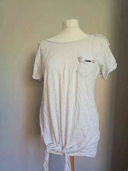 Guess Oversized Embellished Pocket T Shirt UK Size 8