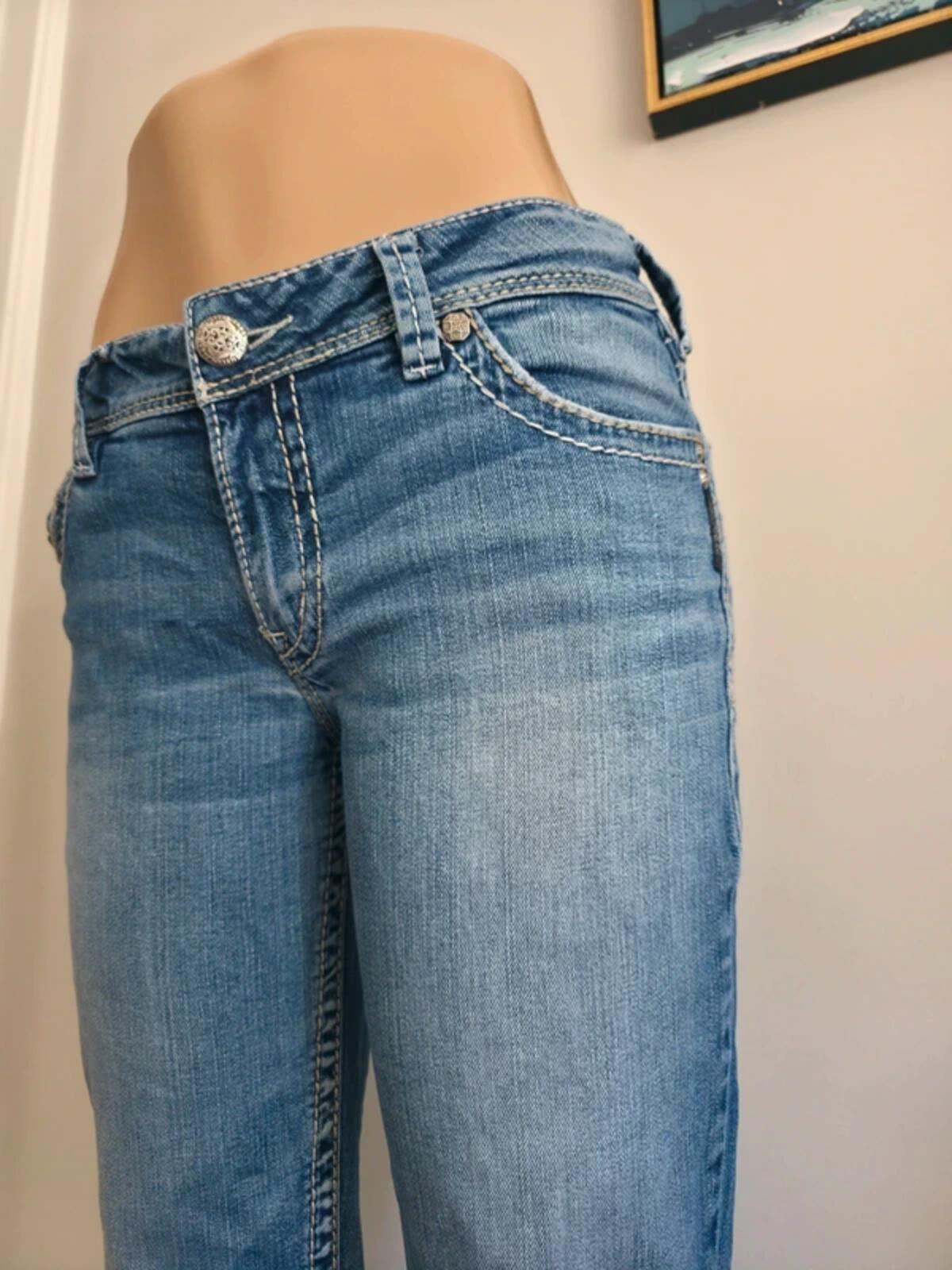 Silver Mid Rise Bootcut Vintage Y2K Jeans UK Size 10/12 Petite