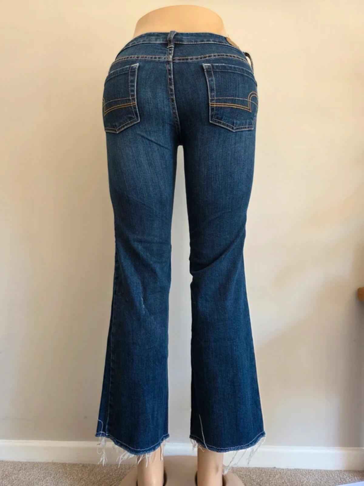 Vintage Y2K American Eagle Ultra Low Rise Petite Bootcut Jeans UK Size 6