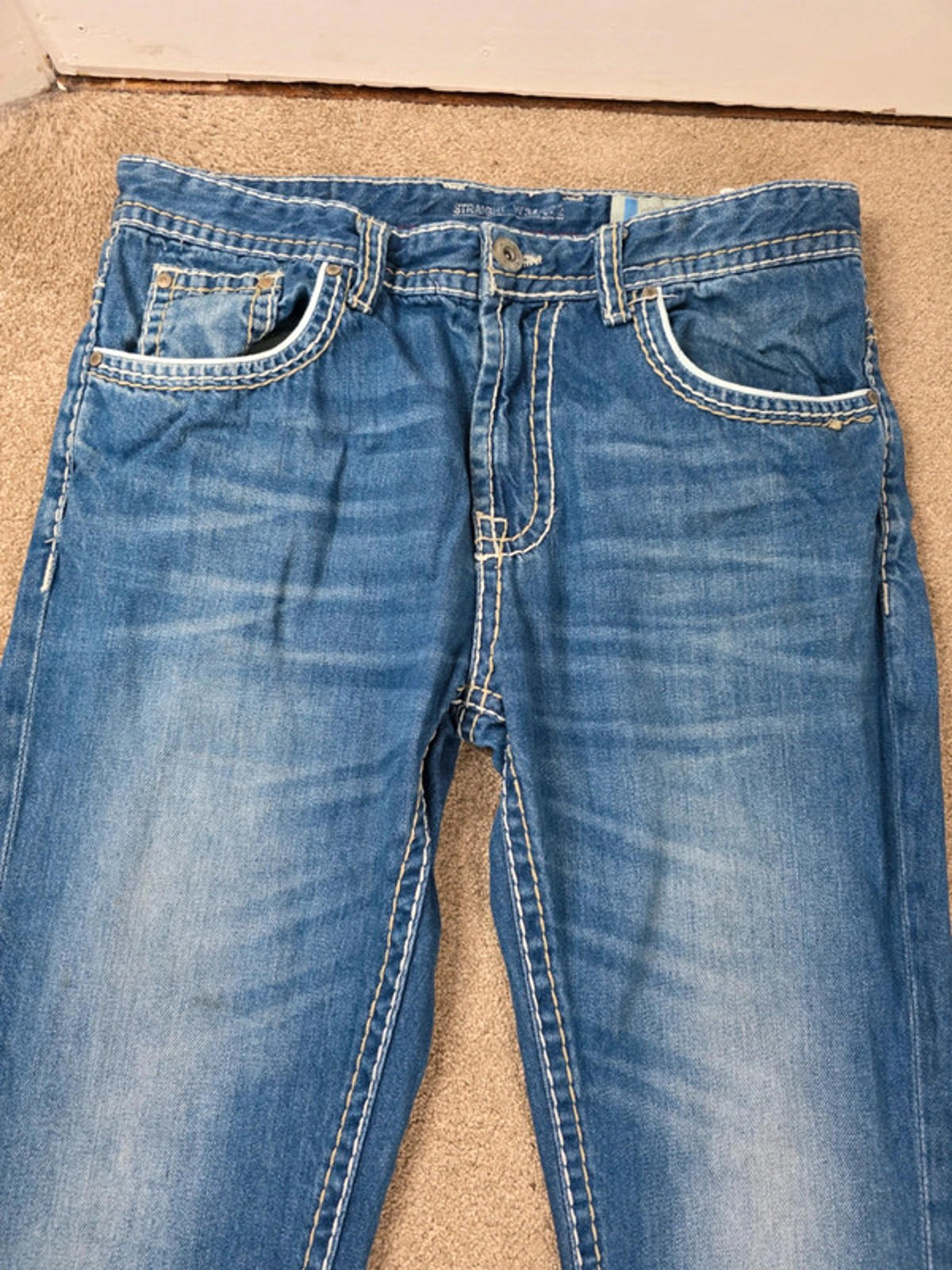 Vintage Y2K Denim 1982 Mid Rise Straight Jeans UK Size 14 Petite
