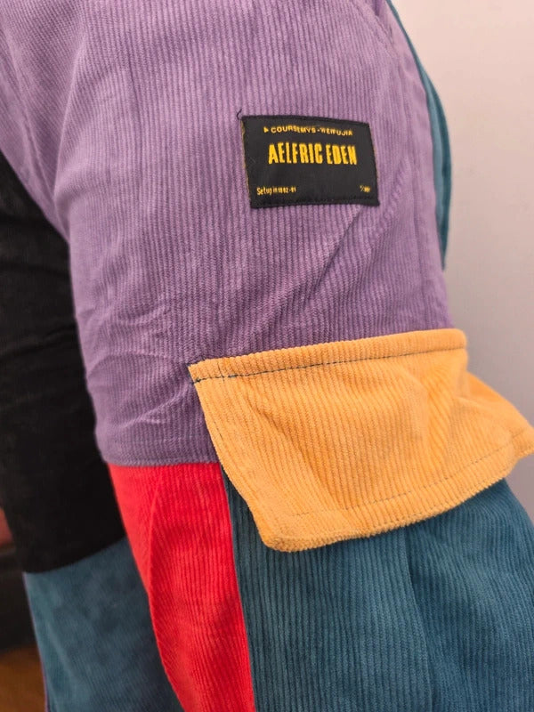 Aelfric Eden High Rise Colour Block Corduroy Cargo Trousers UK Size 10/12