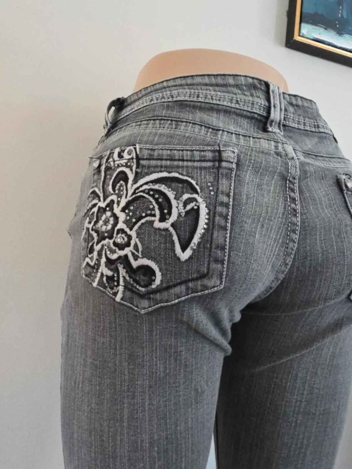 Red Rivet Low Rise Straight Slim Vintage Y2K Jeans UK Size 10