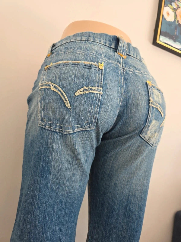 Joe’s Jeans Low Rise Relaxed Flared Vintage Y2K Jeans UK Size 10 Petite