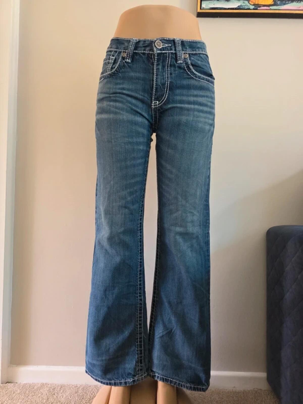 BKE Vintage Y2K Tyler Mid Rise Wide Leg Bootcut Jeans UK Size 8 Petite